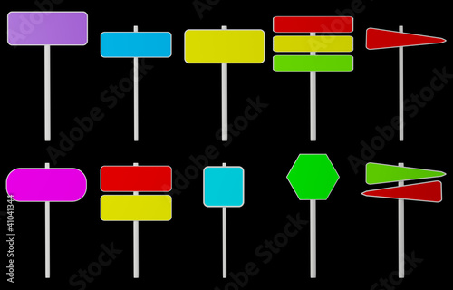 various color isolated signs