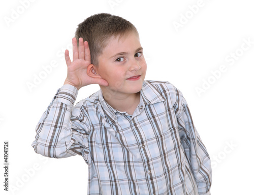 Boy showing he's listening