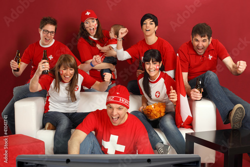 Fotografía Excited Swiss sports fans