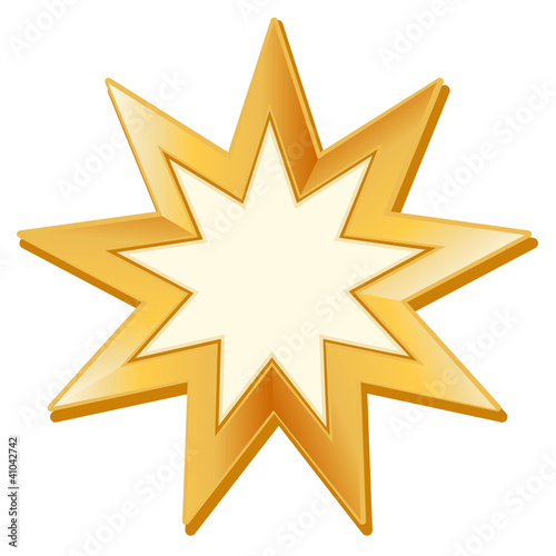 Baha’i Symbol, golden nine pointed star, icon of Baha'i faith