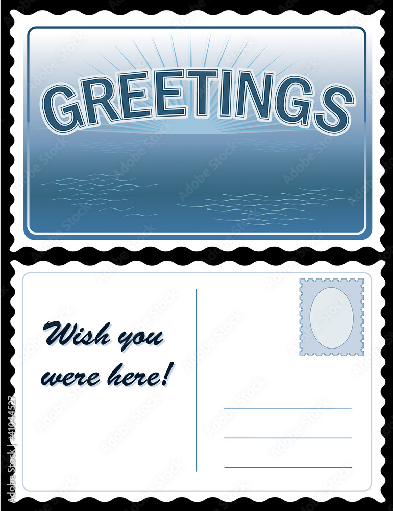 Obraz premium Retro Travel Postcard, tourism greetings, copy space