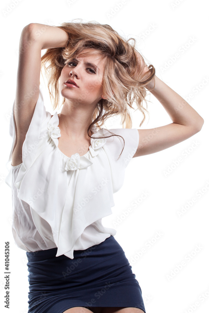Fashion woman with professional makeup and hairstyle Fashion woman with professional makeup and hairstyle
