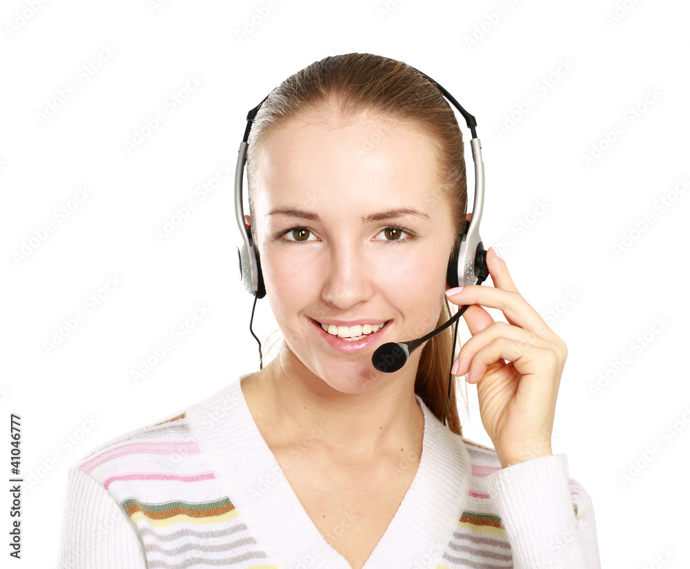 Beautiful woman with headset. Call center. Beautiful woman with headset. Call center.