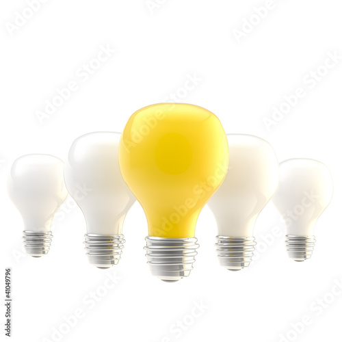 Row of bulbs as leader conc...