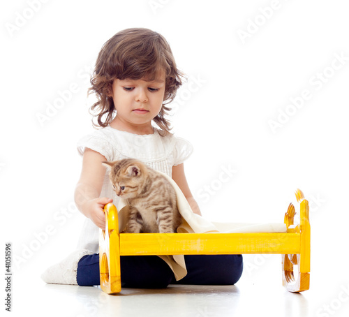 curly child girl playing wi...
