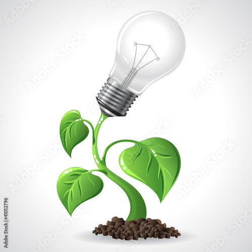 Green energy concept - Power saving light bulbs.