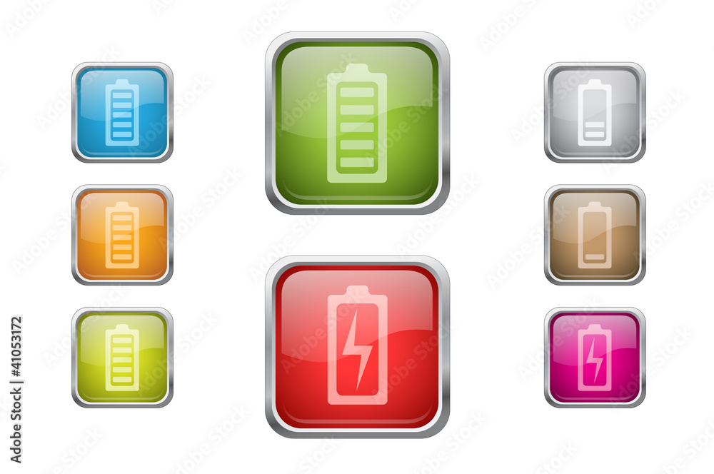 Buttons with battery sign icons Buttons with battery sign icons