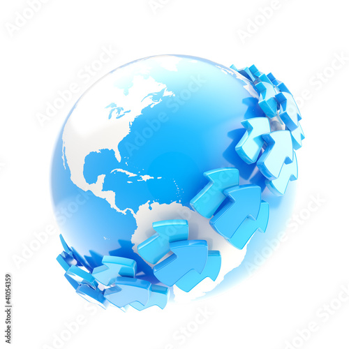 Earth globe symbol with arr...