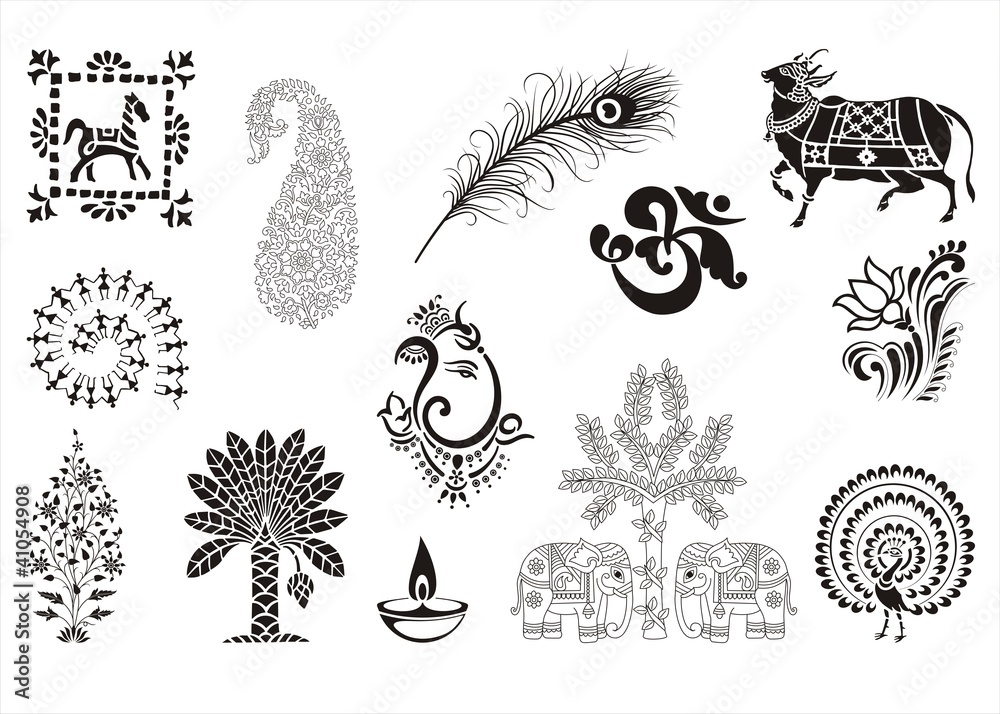 Hindu icons ,cultural heritage , Rajasthan, royal India Stock Vector