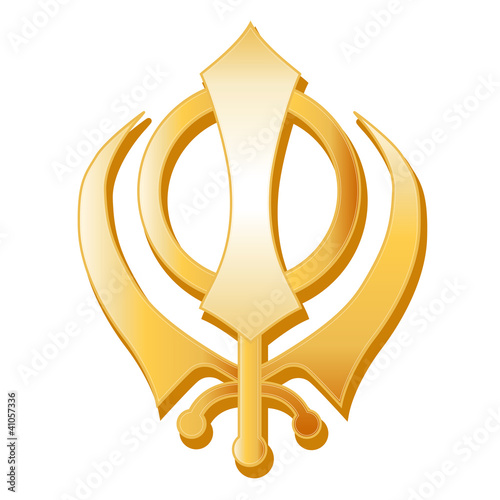 Sikh Symbol, gold Sikh Khanda, icon of the Sikh faith photo