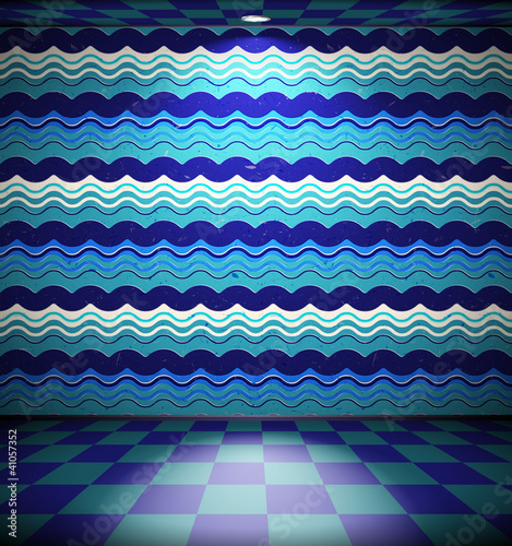 Grunge room with waves