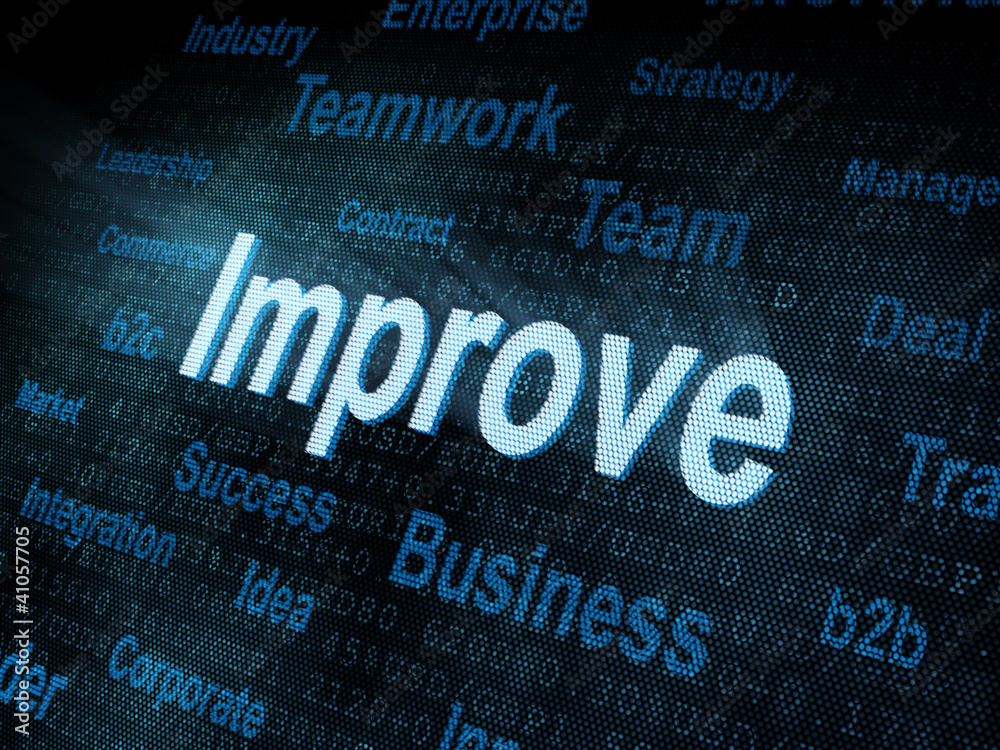 Obraz premium Pixeled word Improve on digital screen