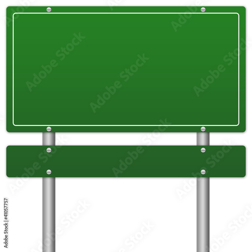 Blank Green Traffic Information Sign Isolate on White Background