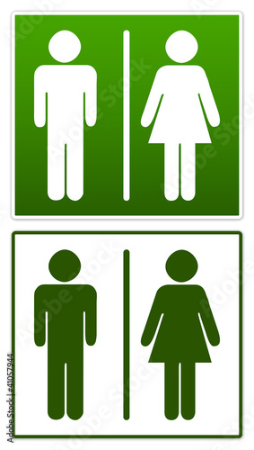 Green Toilet Sign Isolated on White
