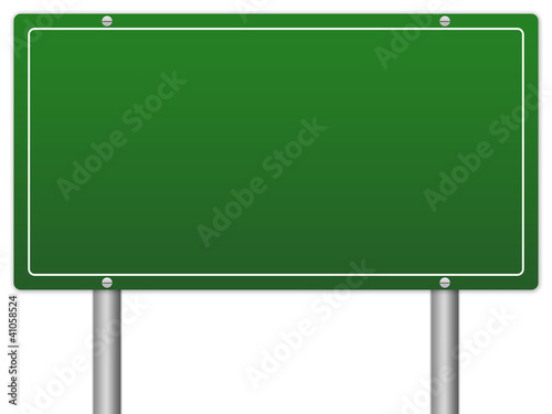 Blank Green Traffic Information Sign Isolate on White Background