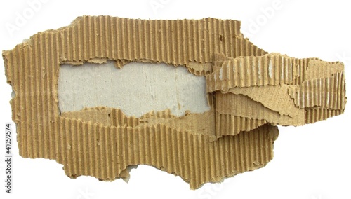 torn cardboard piece isolated on white