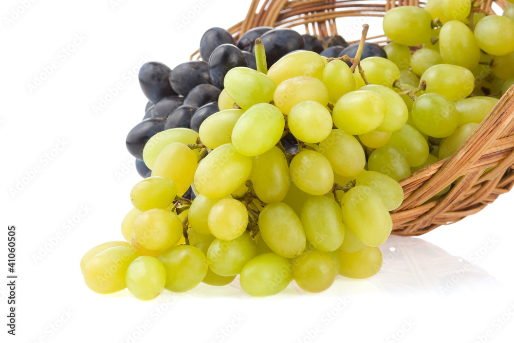 fresh grape fruits and basket isolated on white fresh grape fruits and basket isolated on white