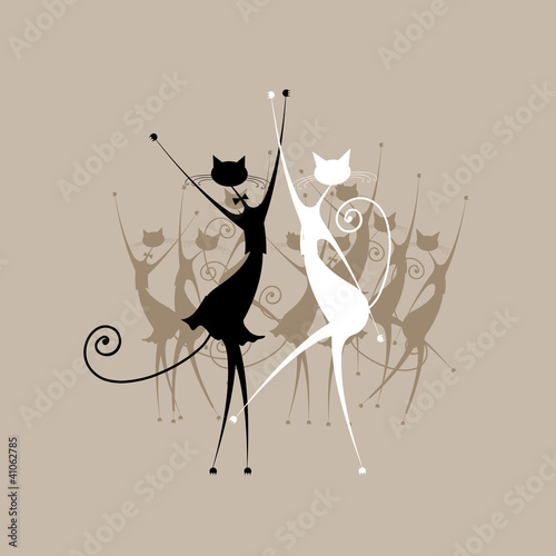 Graceful cats dancing, vector illustration for your design