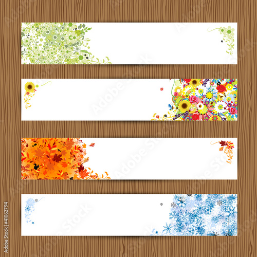 Four seasons - spring, summer, autumn, winter. Banners