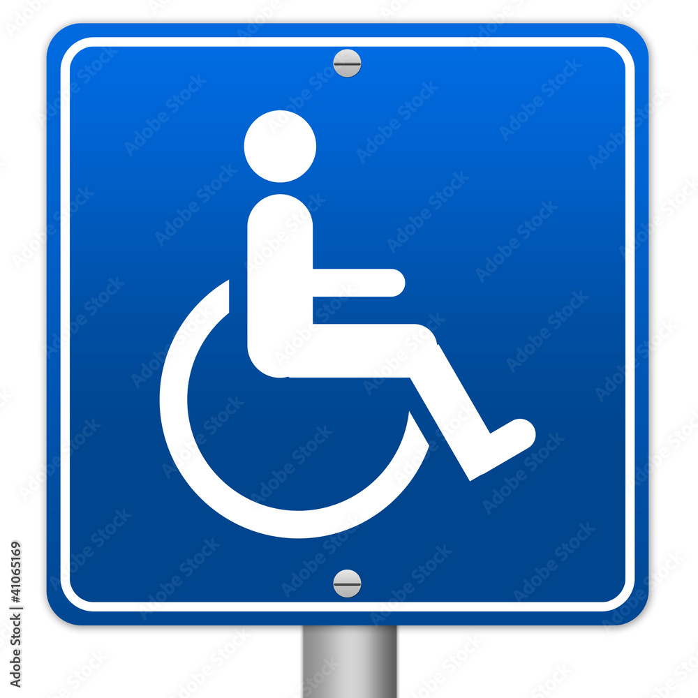 Blue Square Wheelchair Handicap Sign Isolated on White Blue Square Wheelchair Handicap Sign Isolated on White