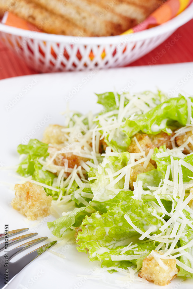 The Caesar salad prepared on the classical recipe The Caesar salad prepared on the classical recipe