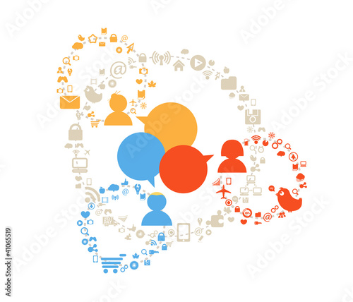 People media connections abstract scheme