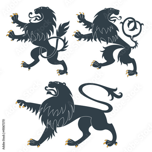 Heraldic Lions set