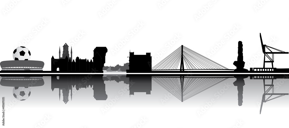 Naklejka premium Gdansk poland skyline