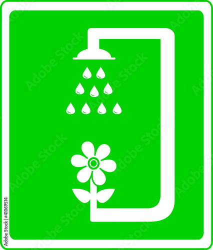 green icon with flower and shower. symbol garden watering