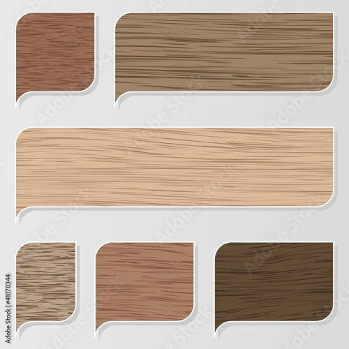 Natural wood texture speech bubbles vector