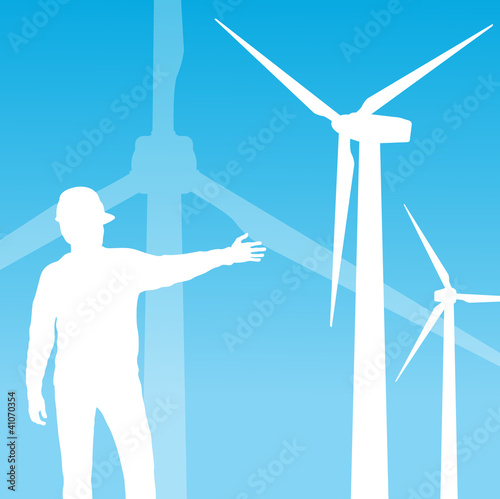 Wind electricity generators vector background