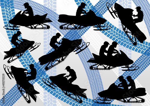 Snowmobile motorbike silhouette vector