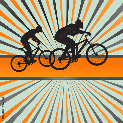 Mountain biking burst vector background