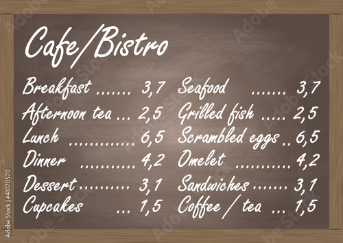 Cafe or bistro food menu chalkboard background vector