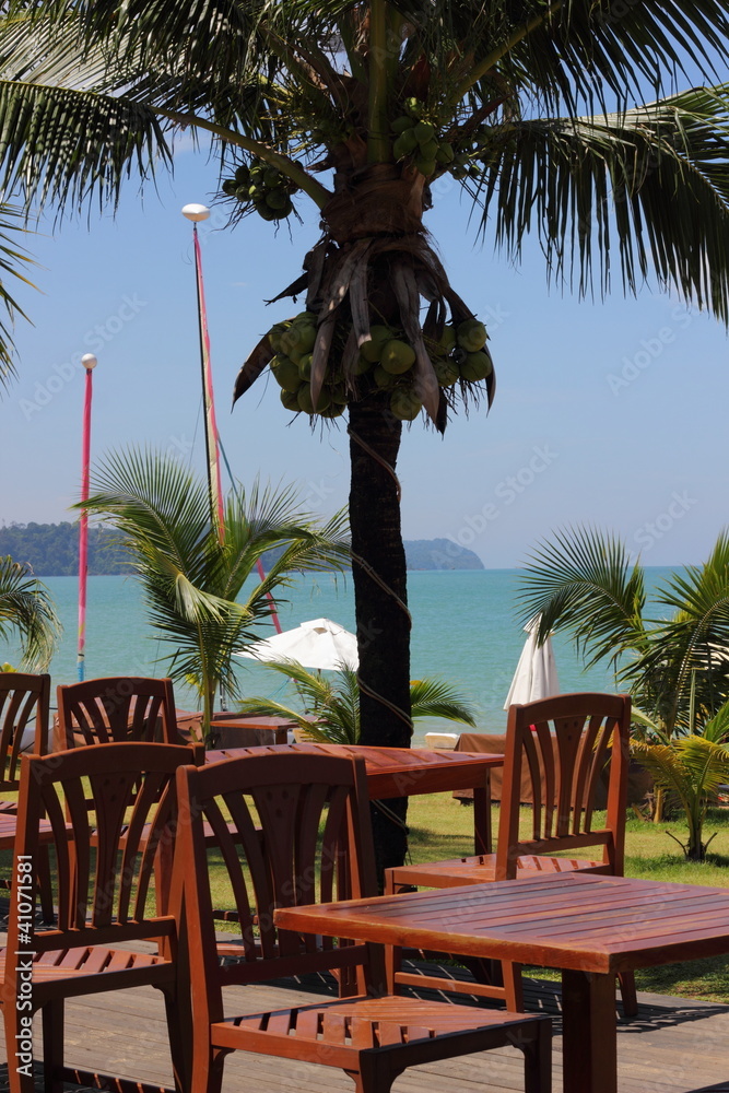 Fototapeta premium Empty chairs at Khao Lak, Thailand