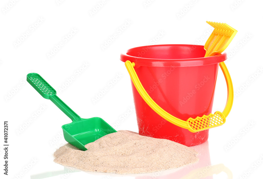 Children's beach toys and sand isolated on white Children's beach toys and sand isolated on white