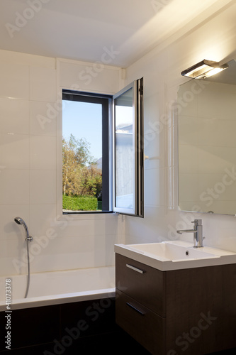 interior modern house  bathroom  open window