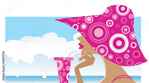 Woman in a big spotted hat