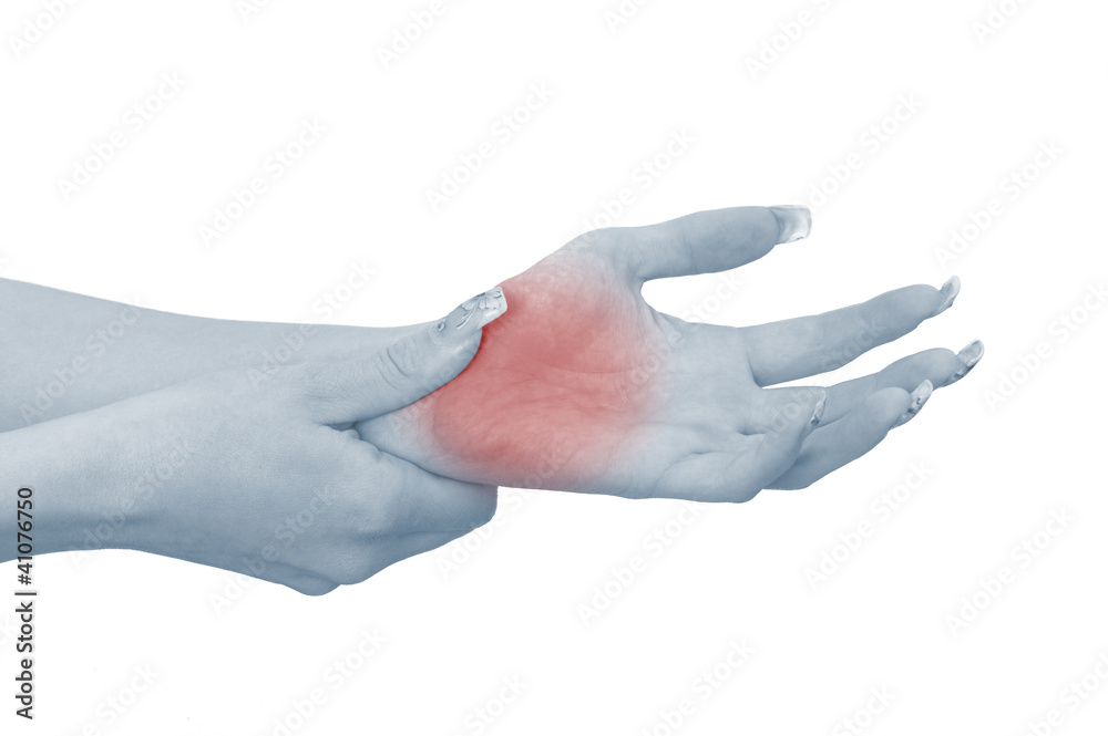 Pain in a woman palm