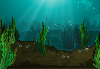 Handdoek met foto Onderwaterwereld Zonnestralen door blauw oceaanwater  © GraphicsRF