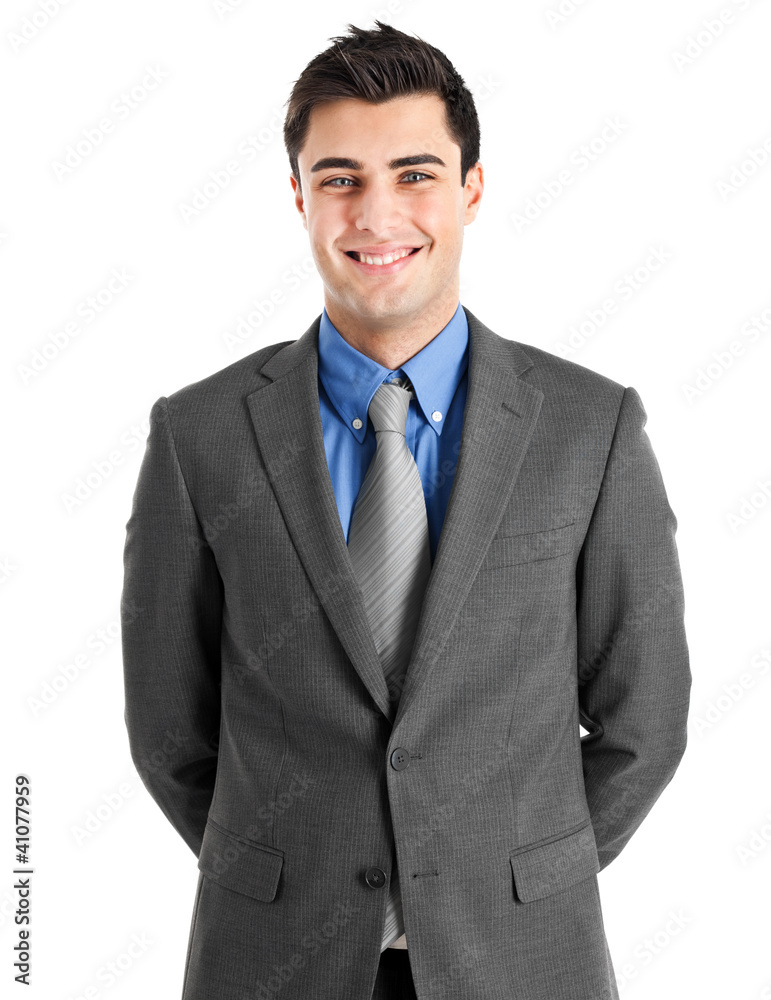 Smiling young businessman portrait isolated on white Smiling young businessman portrait isolated on white