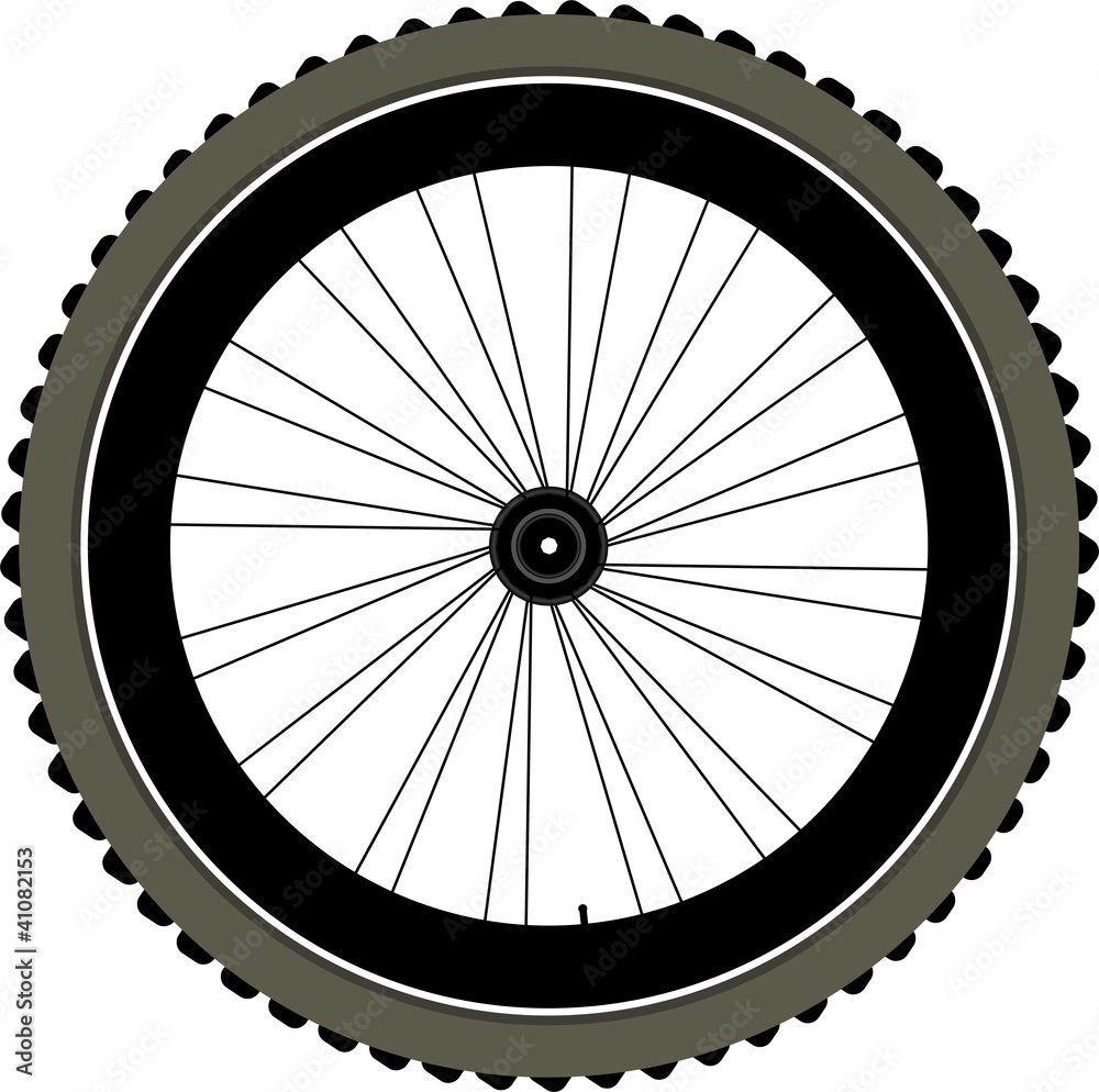 bike wheel with tire and spokes isolated on white
