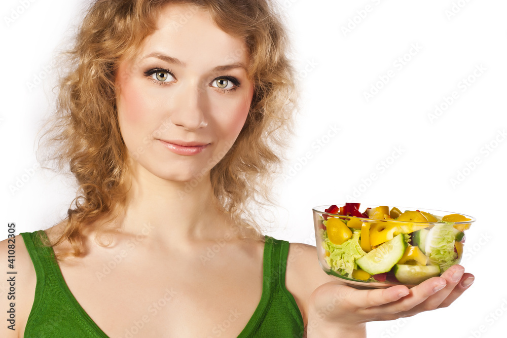 Healthy lovely woman, with salad Healthy lovely woman, with salad