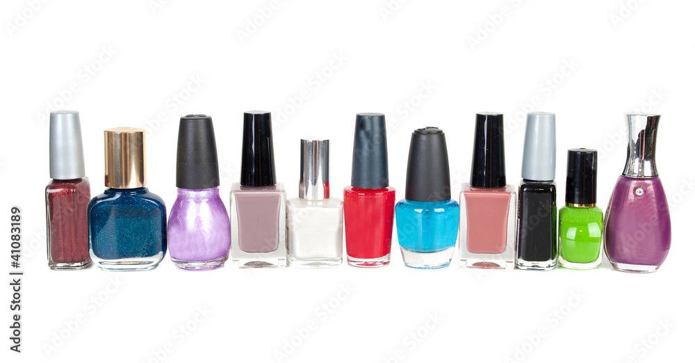Group of nail polishes isolated on white Group of nail polishes isolated on white