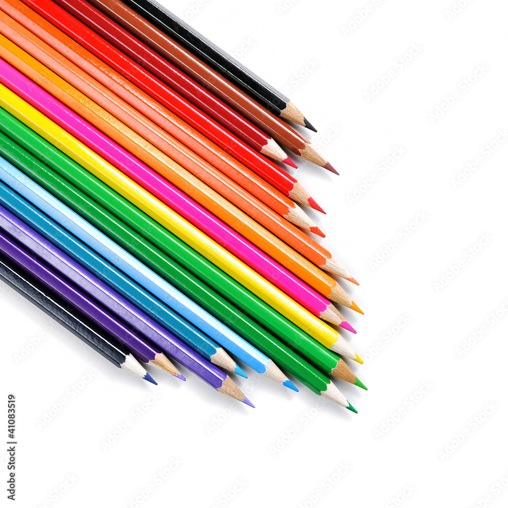 Fototapeta premium Set of color pencil isolated on white background