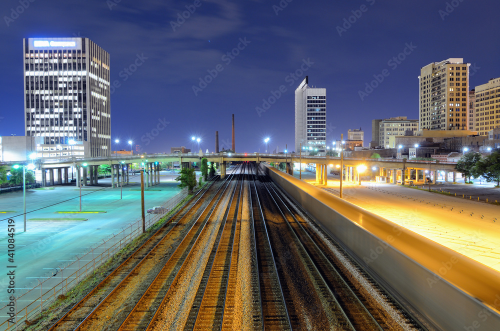 Fototapeta Railroad Lines in downtown Birmingham, Alabama