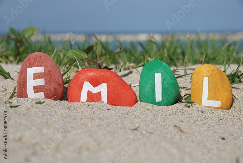 Emil, male name on colourful pebbles photo
