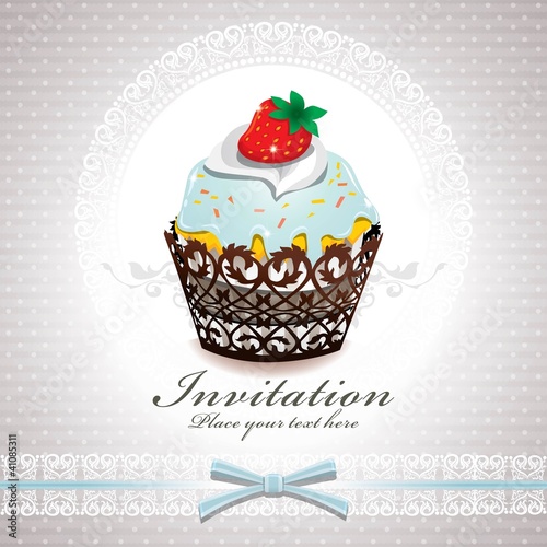 Cute cupcake with vintage design