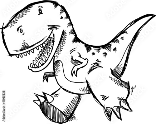 Tyrannosaurus Rex Dinosaur Doodle Sketch Illustration