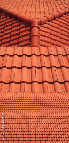 3 view of red roof tiles